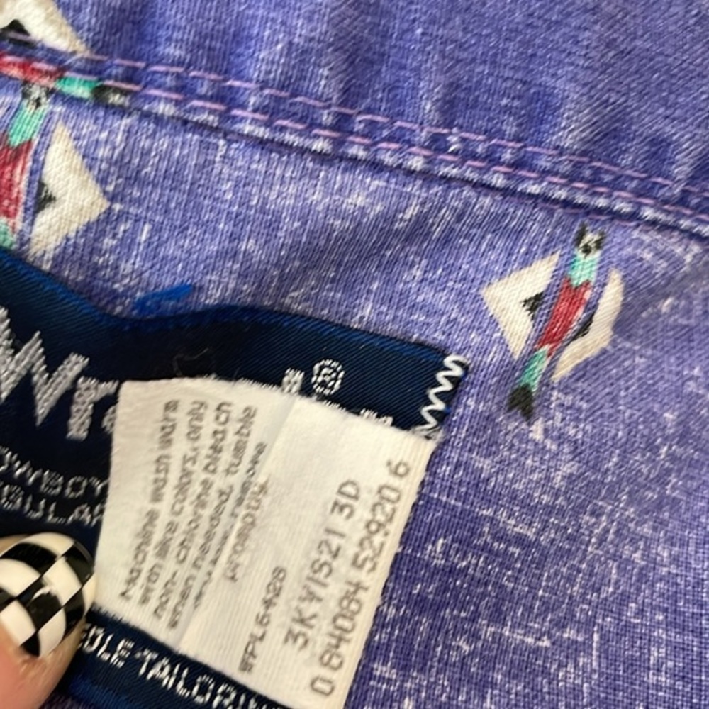 Wrangler Vintage Cowboy Cut Long Sleeve XL Tails Purple Southwest Aztec Size 16 - Picture 14 of 14